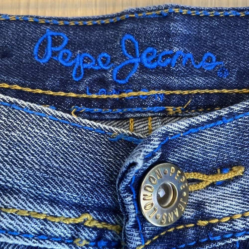 Pepe Jeans‎ Mens 36 Straight Leg Blue Paint Splatter Barbed Wire Graphic Denim